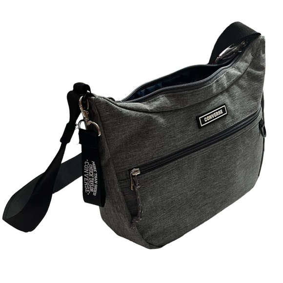 Converse grey & black adjustable strap crossbody canvas bag - Picture 1 of 11